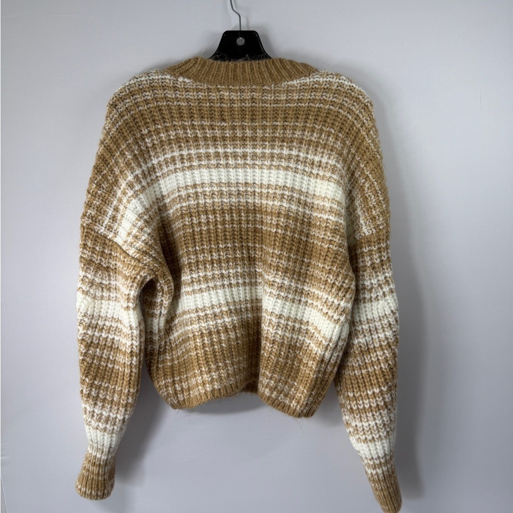 Abercrombie & Fitch Striped Ribbed Crewneck Sweater – Tan & Cream – Size S - Picture 5 of 7